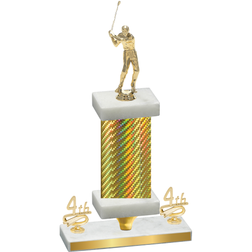 Premium Single Gold Carbon Fiber Fourth Place Golf Trophy