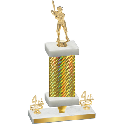 Premium Single Gold Carbon Fiber Fourth Place Baseball Trophy