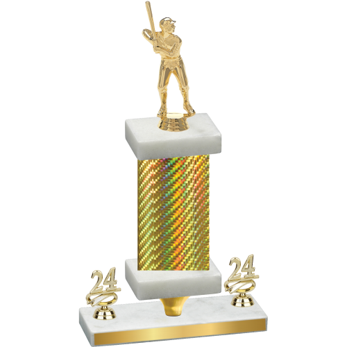 Premium Single Gold Carbon Fiber Year Baseball Trophy