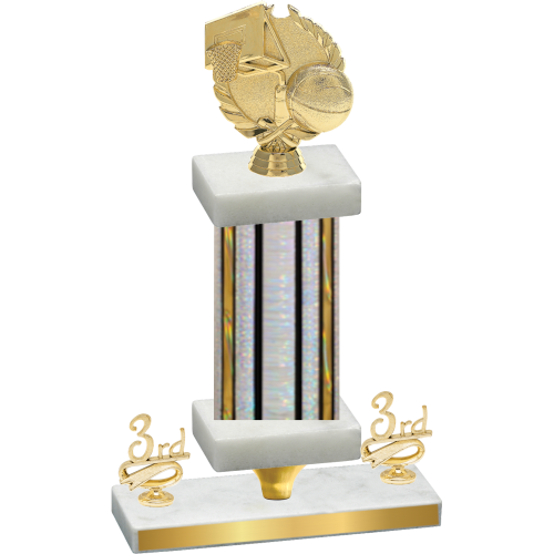 Premium Single Silver Glacier Third Place Basketball Trophy