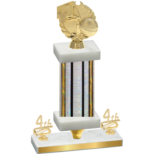 Premium Single Silver Glacier Fourth Place Basketball Trophy