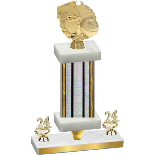 Premium Single Silver Glacier Year Basketball Trophy