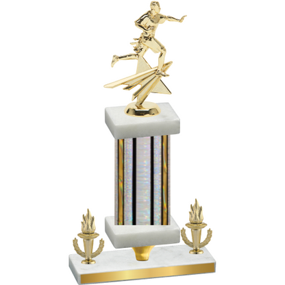 Premium Single Silver Glacier Victory Flag Football Trophy