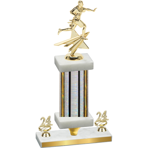 Premium Single Silver Glacier Year Flag Football Trophy