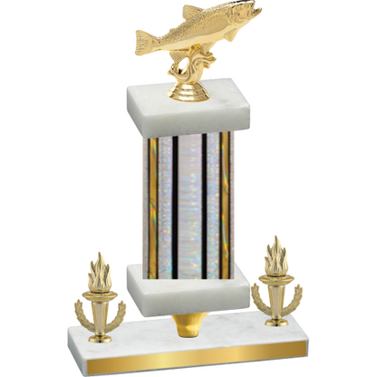 Premium Single Silver Glacier Victory Fishing Trophy