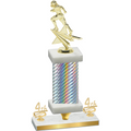 Premium Single Silver Carbon Fiber Fourth Place Football Trophy