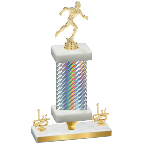 Premium Single Silver Carbon Fiber First Place Running Trophy