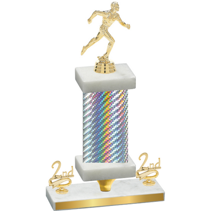 Premium Single Silver Carbon Fiber Second Place Running Trophy