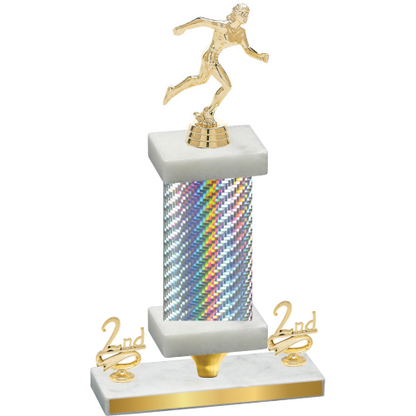 Premium Single Silver Carbon Fiber Second Place Running Trophy