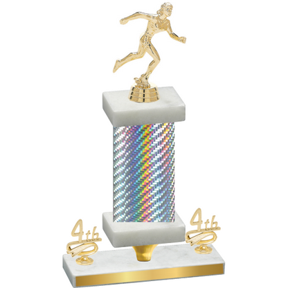 Premium Single Silver Carbon Fiber Fourth Place Running Trophy