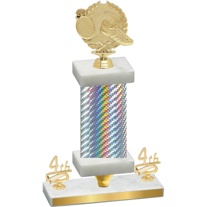 Premium Single Silver Carbon Fiber Fourth Place Running Trophy