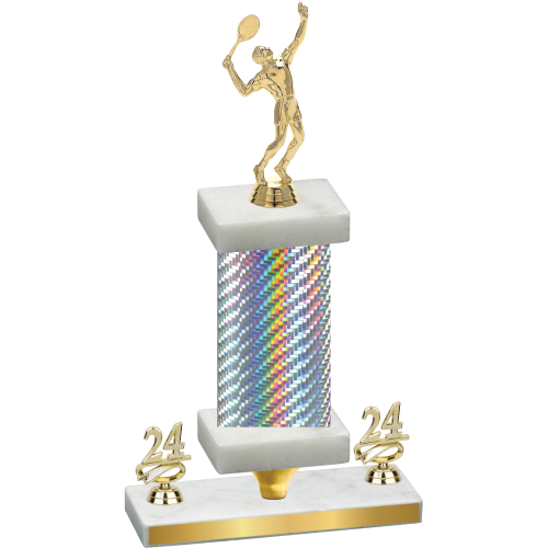 Premium Single Silver Carbon Fiber Year Tennis Trophy