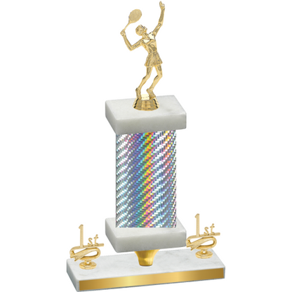 Premium Single Silver Carbon Fiber First Place Tennis Trophy