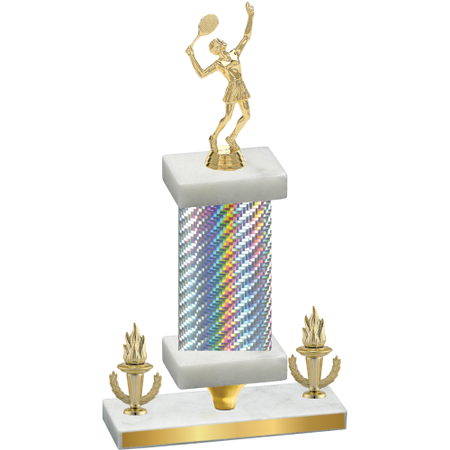 Premium Single Silver Carbon Fiber Victory Tennis Trophy