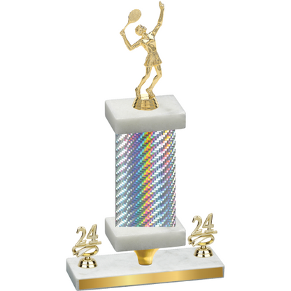 Premium Single Silver Carbon Fiber Year Tennis Trophy