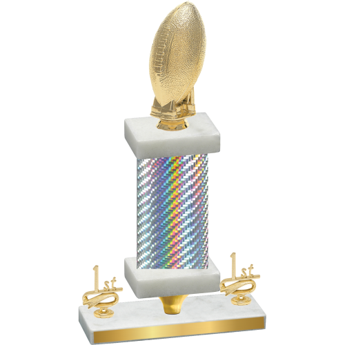 Premium Single Silver Carbon Fiber First Place Football Trophy