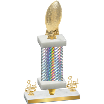 Premium Single Silver Carbon Fiber Third Place Football Trophy