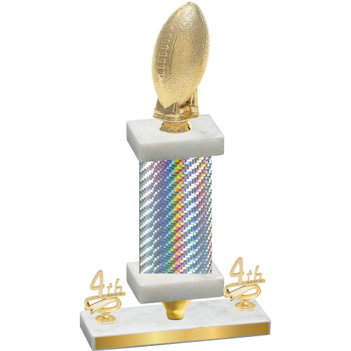 Premium Single Silver Carbon Fiber Fourth Place Football Trophy