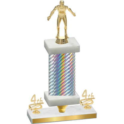 Premium Single Silver Carbon Fiber Fourth Place Wrestling Trophy