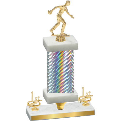 Premium Single Silver Carbon Fiber First Place Bowling Trophy