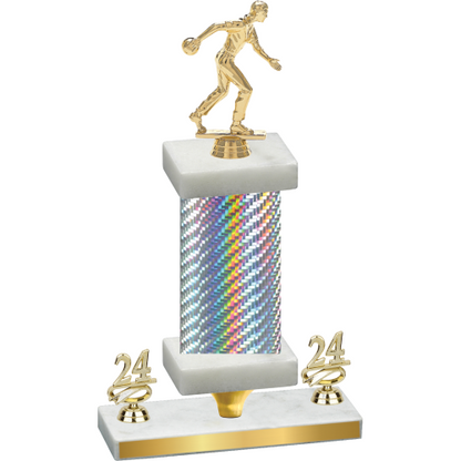 Premium Single Silver Carbon Fiber Year Bowling Trophy