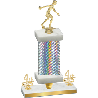 Premium Single Silver Carbon Fiber Fourth Place Bowling Trophy