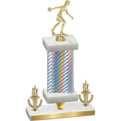 Premium Single Silver Carbon Fiber Victory Bowling Trophy