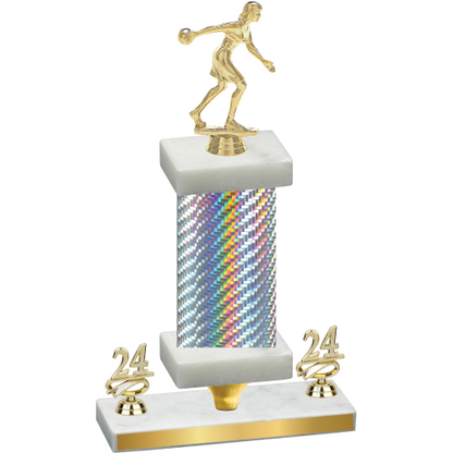 Premium Single Silver Carbon Fiber Year Bowling Trophy