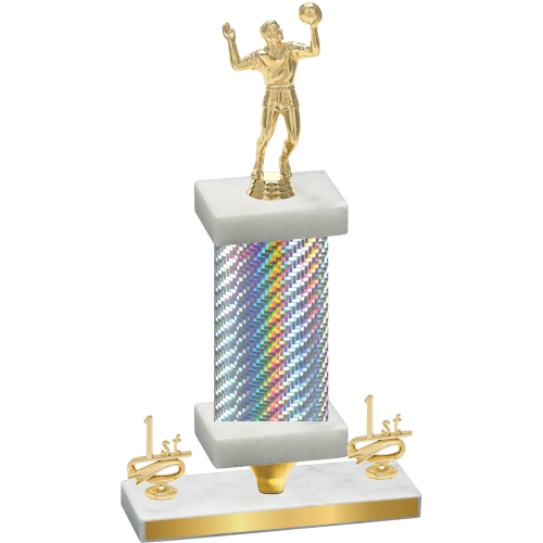 Premium Single Silver Carbon Fiber First Place Volleyball Trophy