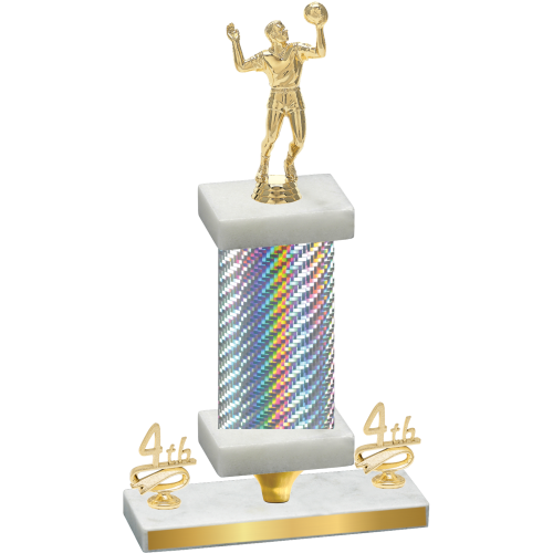 Premium Single Silver Carbon Fiber Fourth Place Volleyball Trophy