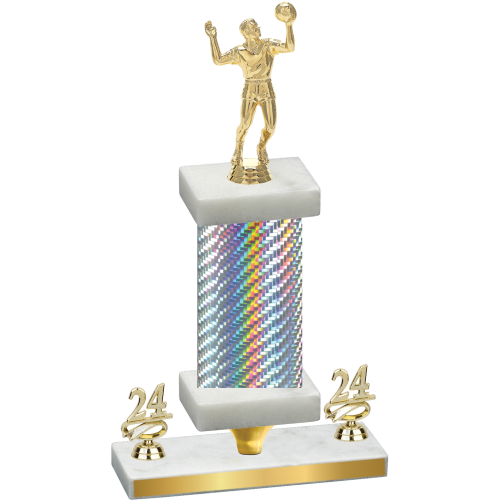 Premium Single Silver Carbon Fiber Year Volleyball Trophy