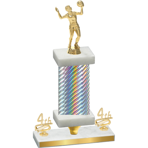 Premium Single Silver Carbon Fiber Fourth Place Volleyball Trophy