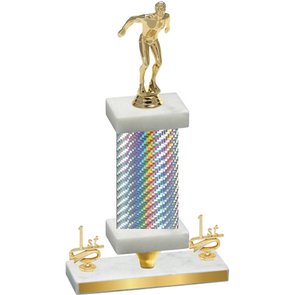 Premium Single Silver Carbon Fiber First Place Swimming Trophy