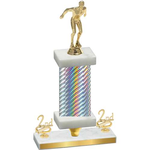 Premium Single Silver Carbon Fiber Second Place Swimming Trophy