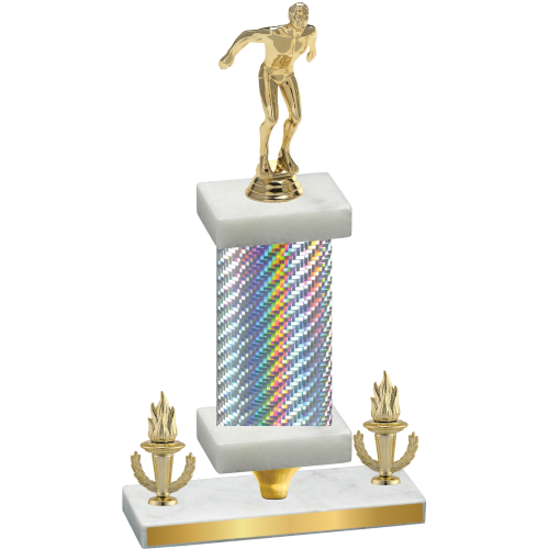 Premium Single Silver Carbon Fiber Victory Swimming Trophy