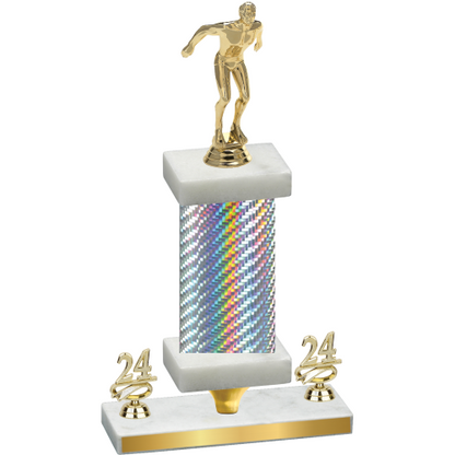 Premium Single Silver Carbon Fiber Year Swimming Trophy