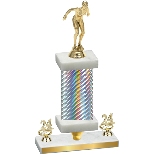 Premium Single Silver Carbon Fiber Year Tennis Trophy