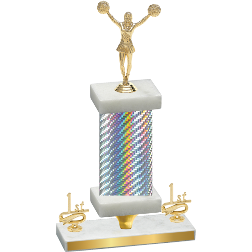 Premium Single Silver Carbon Fiber First Place Cheerleading Trophy