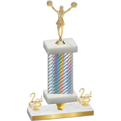 Premium Single Silver Carbon Fiber Second Place Cheerleading Trophy