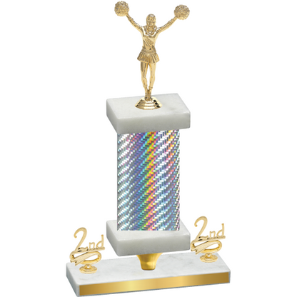 Premium Single Silver Carbon Fiber Second Place Cheerleading Trophy