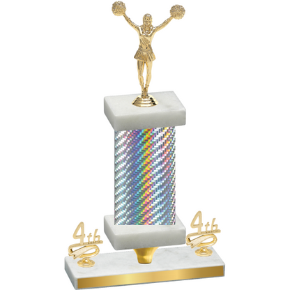 Premium Single Silver Carbon Fiber Fourth Place Cheerleading Trophy