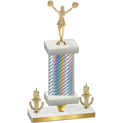 Premium Single Silver Carbon Fiber Victory Cheerleading Trophy