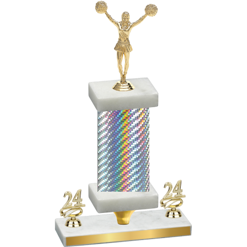 Premium Single Silver Carbon Fiber Year Cheerleading Trophy