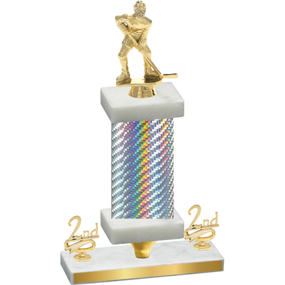 Premium Single Silver Carbon Fiber Second Place Hockey Trophy