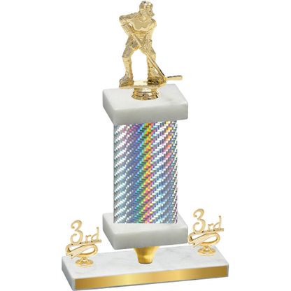 Premium Single Silver Carbon Fiber Third Place Hockey Trophy