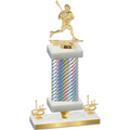 Premium Single Silver Carbon Fiber First Place Lacrosse Trophy