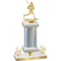 Premium Single Silver Carbon Fiber Fourth Place Lacrosse Trophy