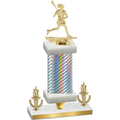 Premium Single Silver Carbon Fiber Victory Lacrosse Trophy