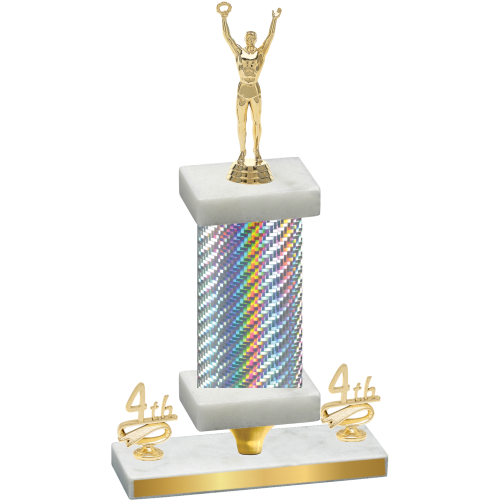 Premium Single Silver Carbon Fiber Fourth Place Victory Trophy