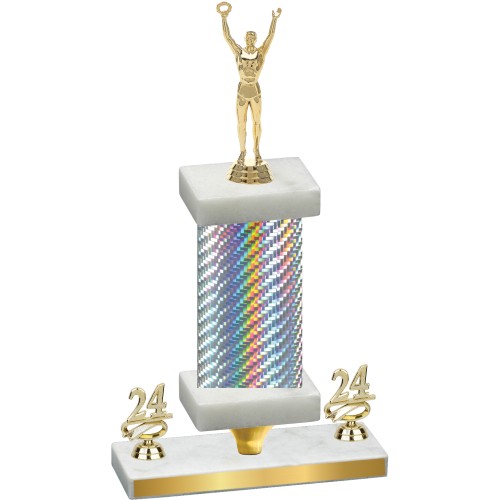 Premium Single Silver Carbon Fiber Year Victory Trophy